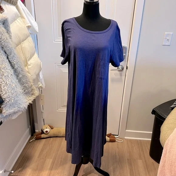 LuLaRoe Dresses Navy Lularoe Pocket Tea Length Maxi Dress 2xl